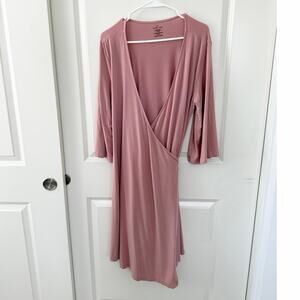 Caden Lane Bamboo Maternity Wrap Style Robe Mauve One Size